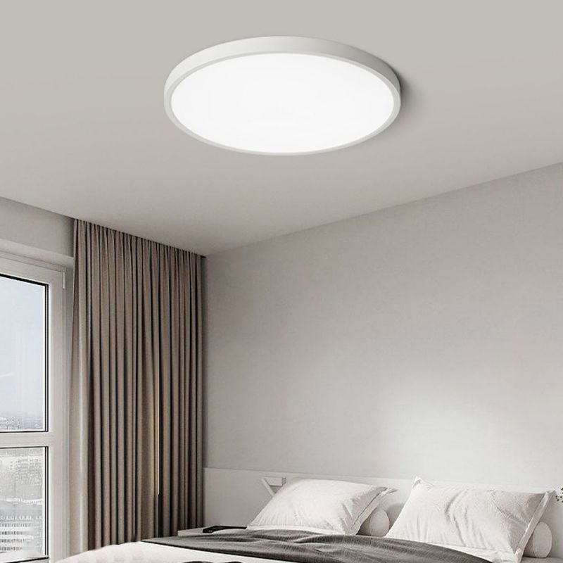 White Ceiling Light Fixture Simple Round LED Flush Mount for Bedroom