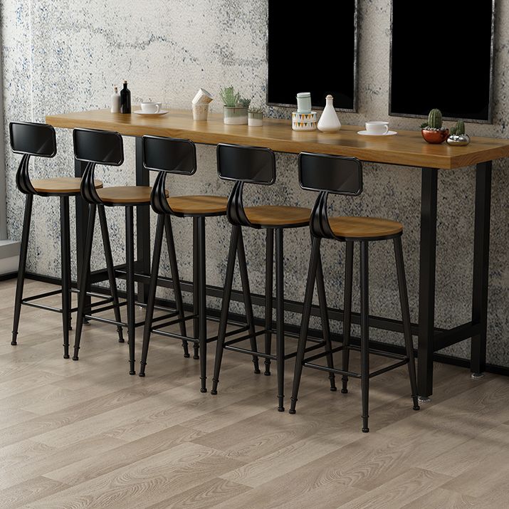 Armless Dining Stool Contemporary Bar Stool with Black Metal Base