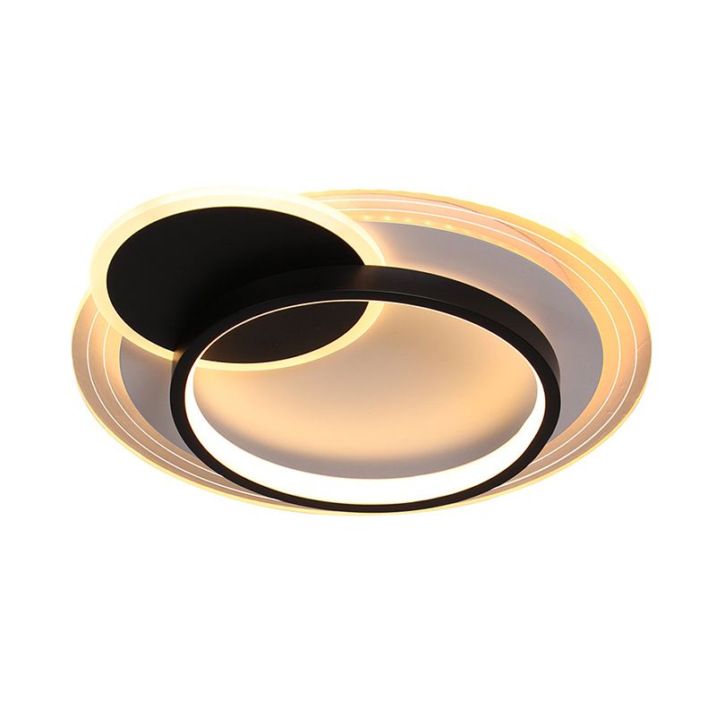 Doble luz redonda / cuadrada incorporada Nordic acrílico blanco y negro LED cálido luz blanca Hotel lámpara de techo