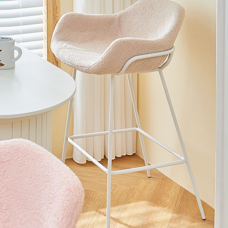 Scandinavian Upholstered Armed Bar Stool Matte Finish Footrest Home Stool