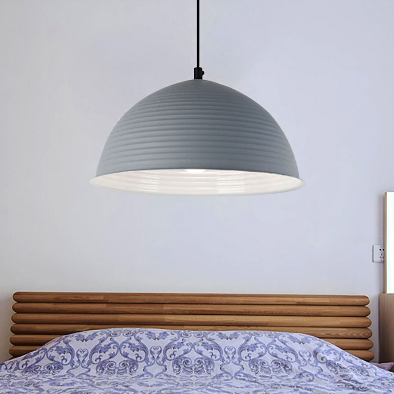 Cafe Store Ridged gewölbter Anhänger Leichtes Aluminium 12 "/16" W 1 Light Nordic Style Suspension Lampe in Blau/Grün/Gelb