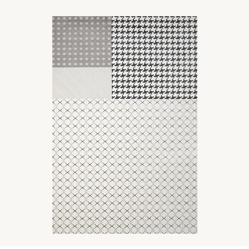 Grey Modern Area Rug Color Block Polyester Area Carpet Stain Resistant Rug for Living Room