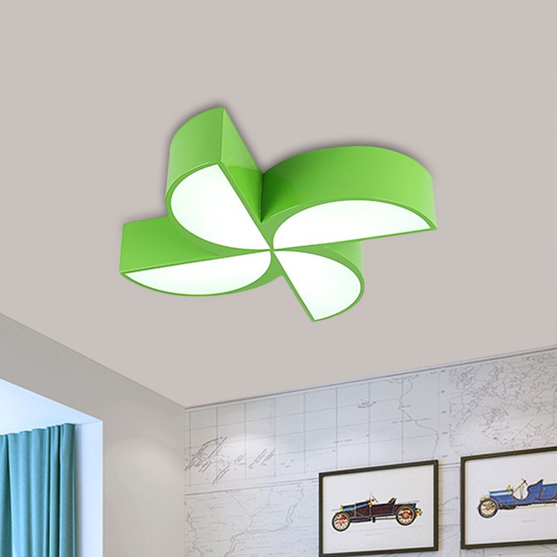 Windmill Baby Room Ceiling Mounted Lamp Acrylic LED Kids Flush Light Fixture in Red/Yellow/Blue