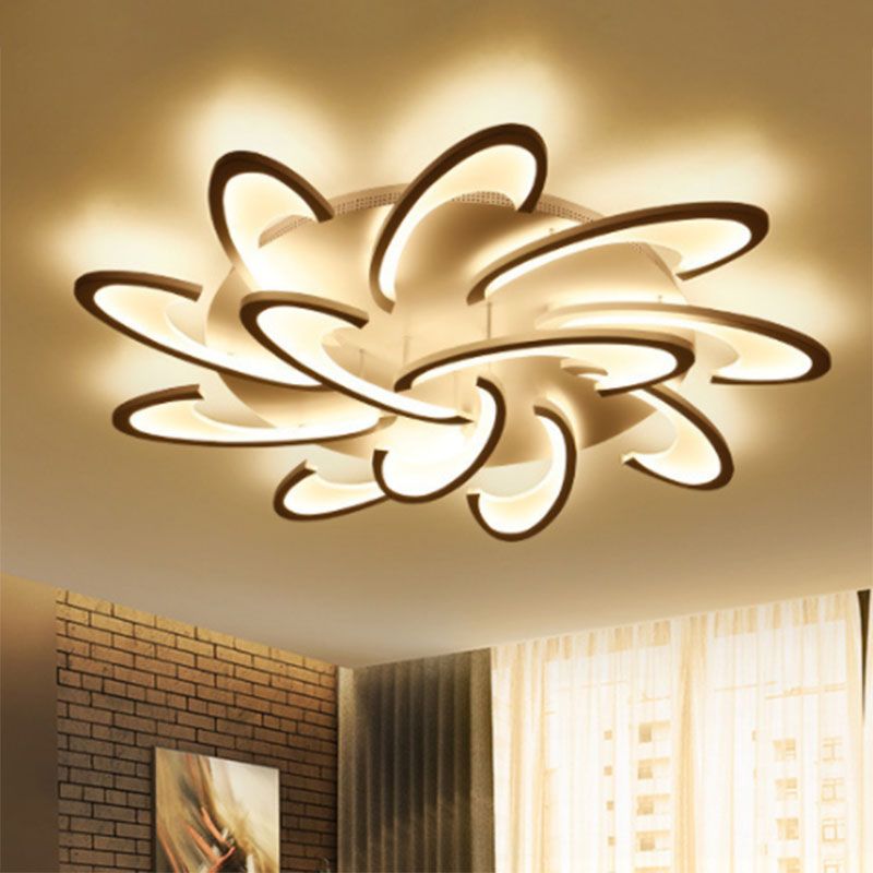 Windmill Flush Ceiling Light Fixture Modern Acrylic 3/6/12-Light Living Room Flushmount Lighting in Warm/White/Natural Light
