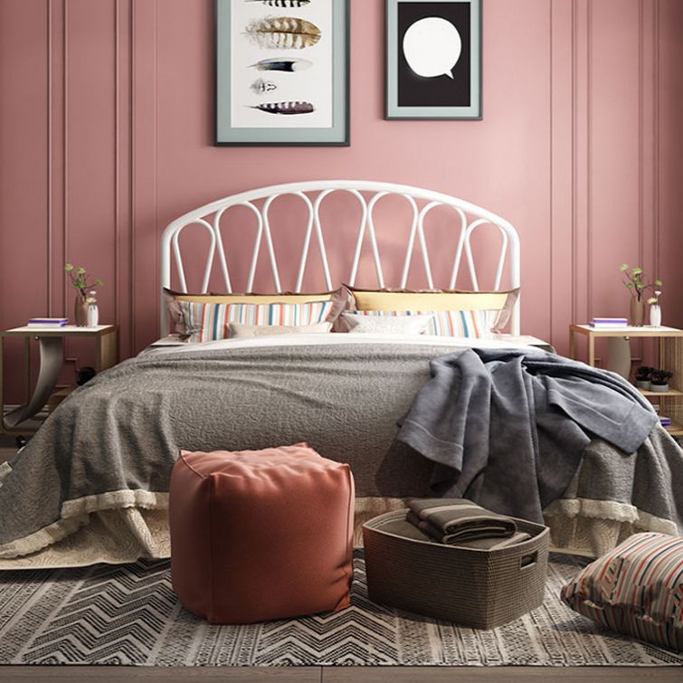 Glam Metallic Open-Frame Bed with Arched Headboard, 45.3" Tall