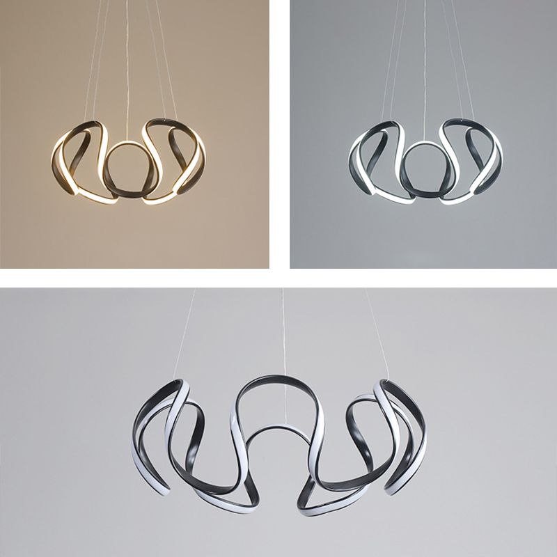 Luz colgante de LED de metal en moderna luz de techo lineal de estilo conciso con sombra de gel de sílice