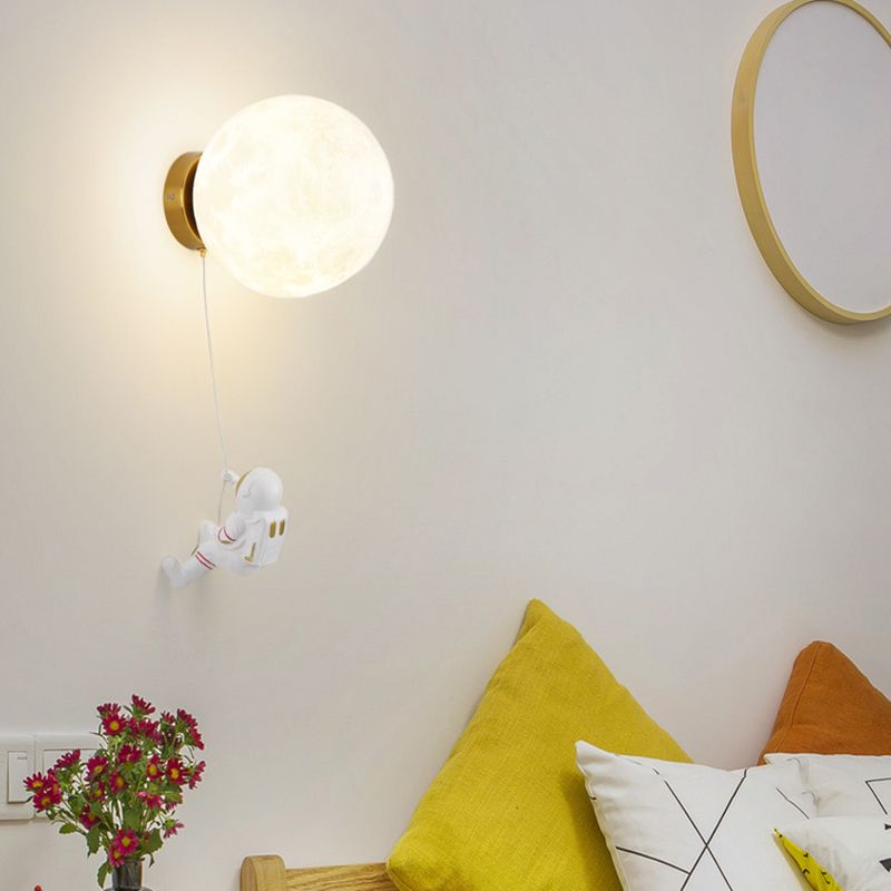 Modern Style Wall Mount Light 1-Light Spherical with Plastic Shade for Bedroom