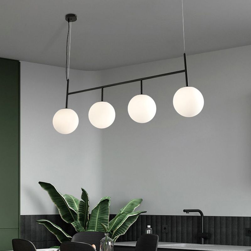 Moderne Esselinsel Leichte runde Glasschatten Hängende Leuchte für Esszimmer