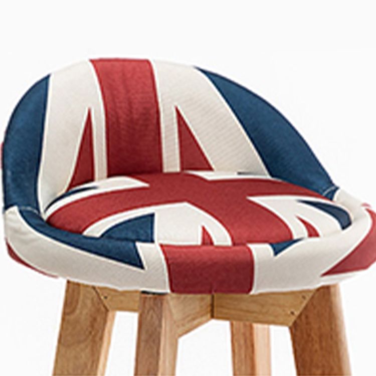Scandinavian Wood Barstool Fabric Upholstered Counter Stool with Swivel