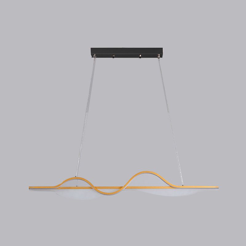 Modern Creative LED Pendant Light Metal Linear Island Light with Acrylic Shade