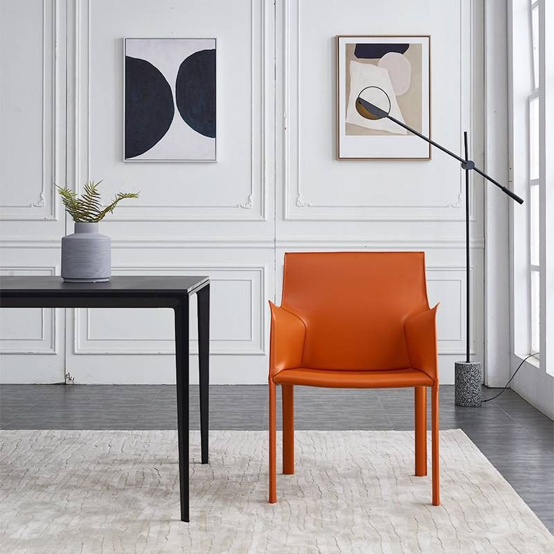 Modern Upholstered Dining Arm Chair Faux Leather Dining Chairs for Home