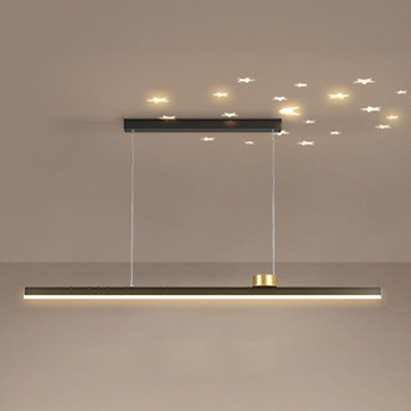 Black and Gold Bar Pendant Spotlight Postmodern LED Metal Island Light