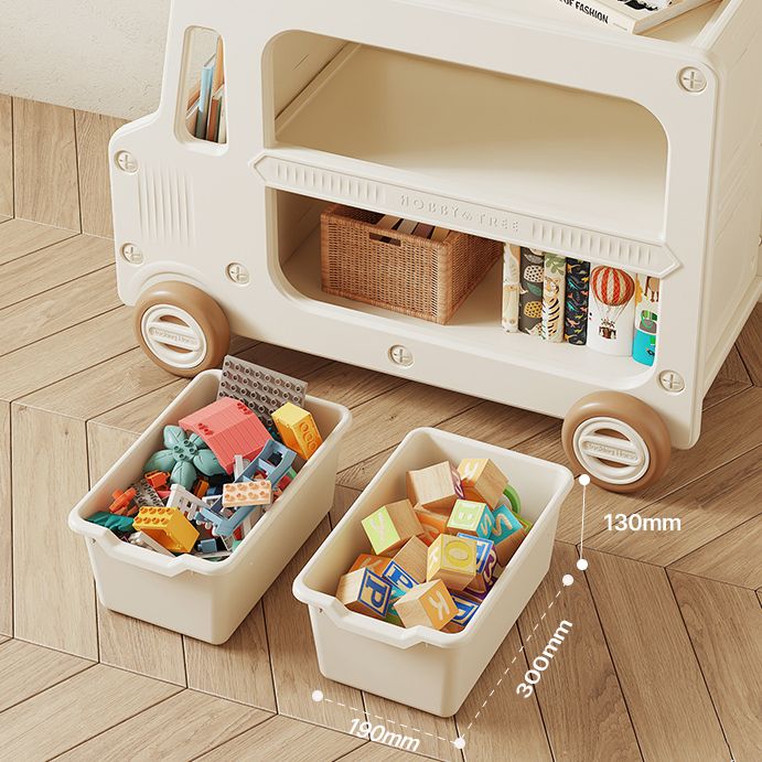 Modern Plastic Standard Kids Bookcase Open Back Bookcase with Wheels