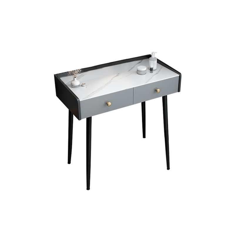 Modern Compact Makeup Vanity 1/2 Drawers Dressing Table with Padded Stool