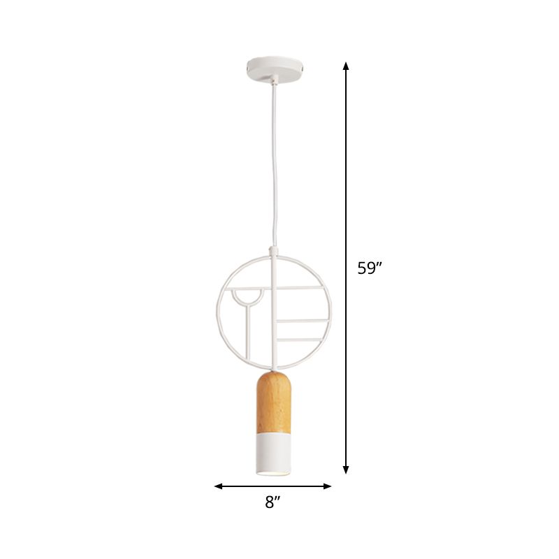 Cosco de techo de cabezal de una cabeza para colgar de madera en forma de tiza nórdica en blanco con decoración redonda con cable