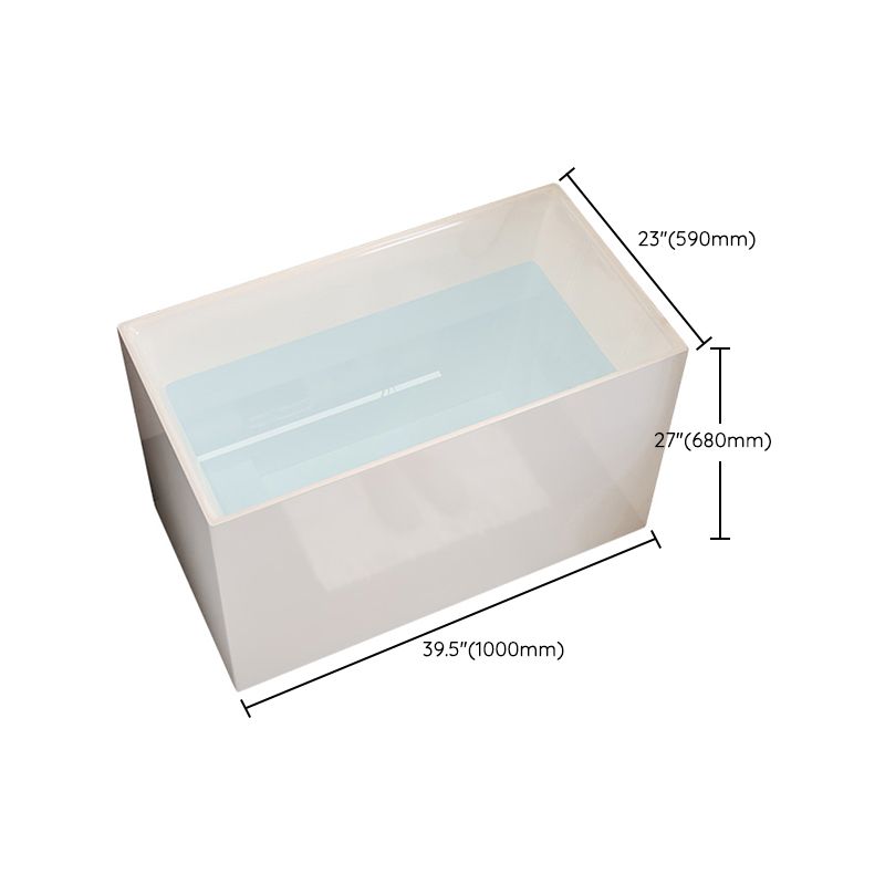 Modern Acrylic Rectangular Soaking Bathtub 26.77" Tall White Bathtub