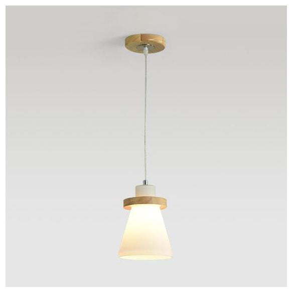 Lámpara colgante de sombra cónica blanca con dosel redondo de estilo simple iluminación colgante de vidrio de leche en blanco para el cargo