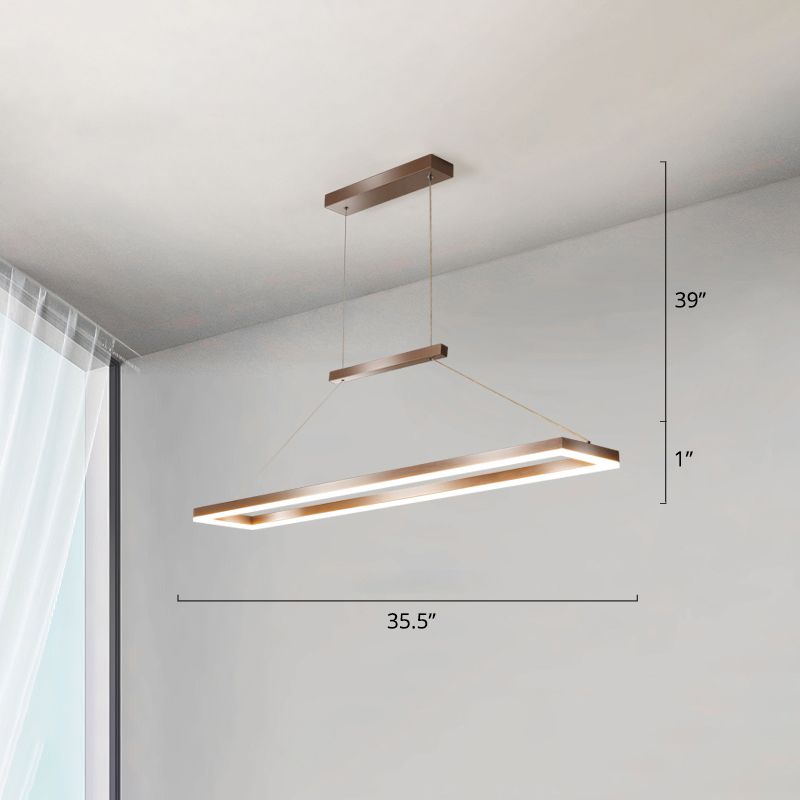 Rettangolo Metal Island Affermazione Luce semplicità Luce a ciondolo a LED per sala da pranzo