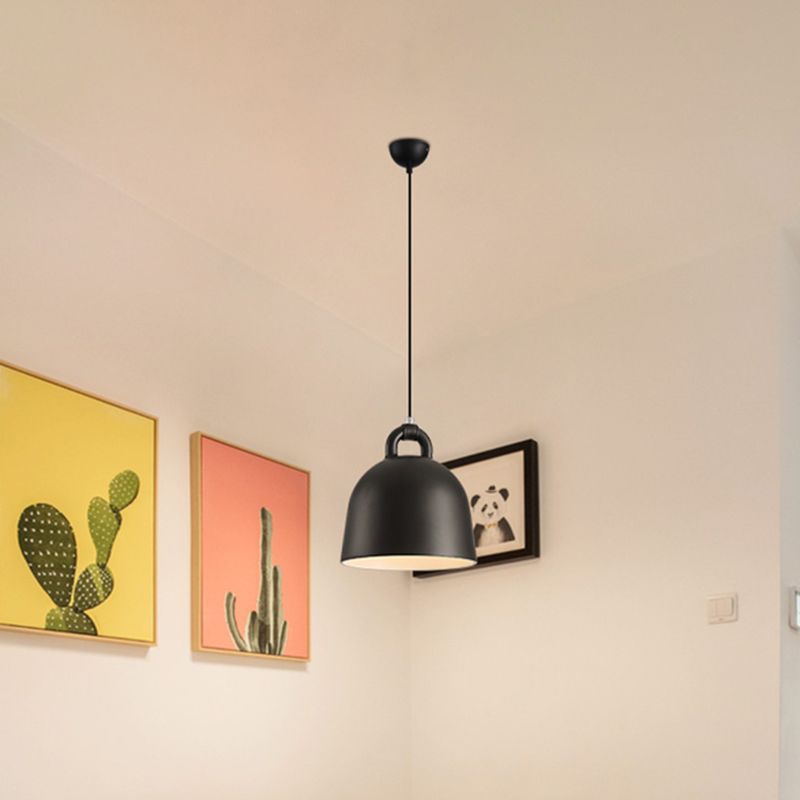 Domed Pendant Lamp Contemporary Metal 1 Light Black Suspension Lighting for Dining Room