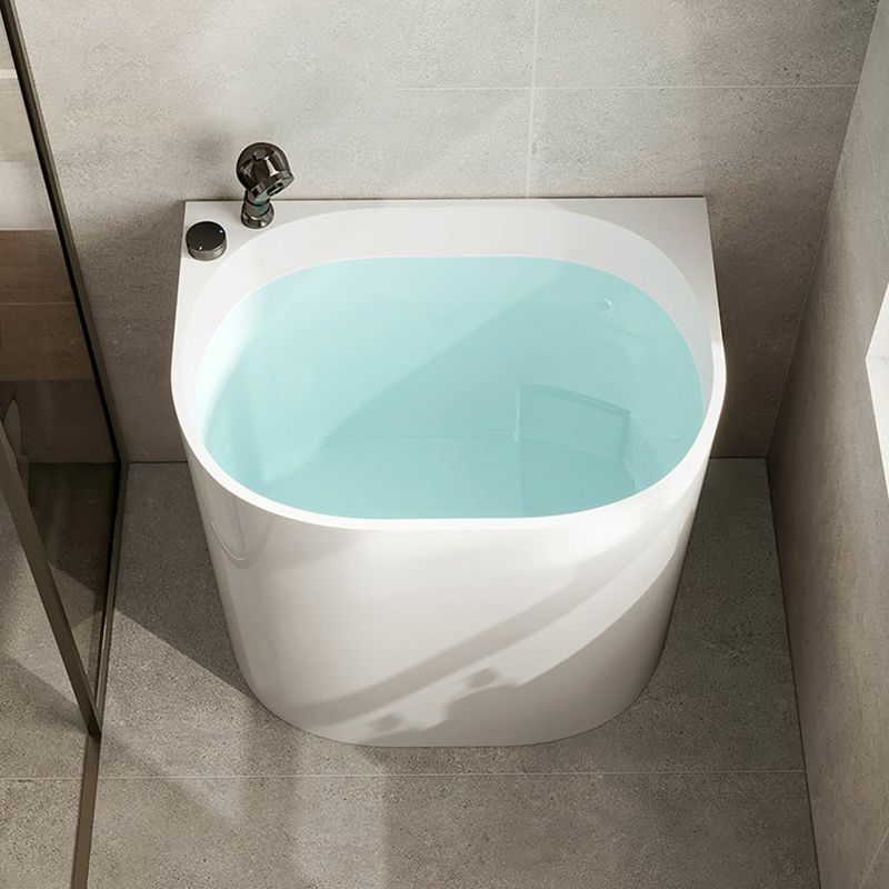 Modern Style Acrylic Soaking Bathtub Oval Back to Wall Bathtub in White