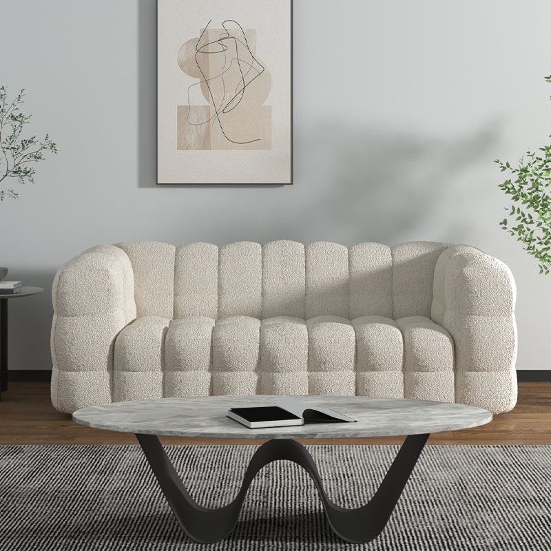 Solid Color Sofa Stationary Modern Square Arm Sofa for Living Room