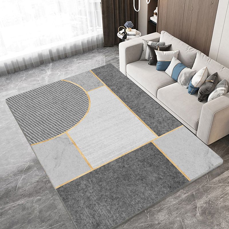 Alfombra moderna de la alfombra gris área de impresión geométrica alfombra de poliéster alfombra resistente a la mancha para decoración del hogar