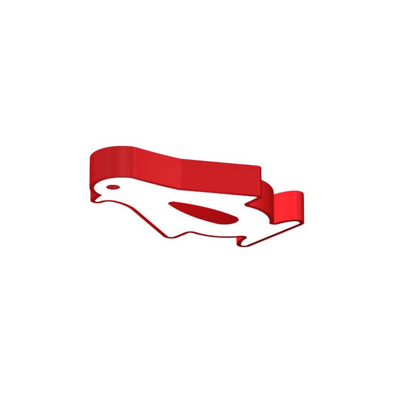 Penguin LED Flush Mount Lighting Kids Metal Kindergarten Close to Ceiling Lamp in Red/Pink/Yellow