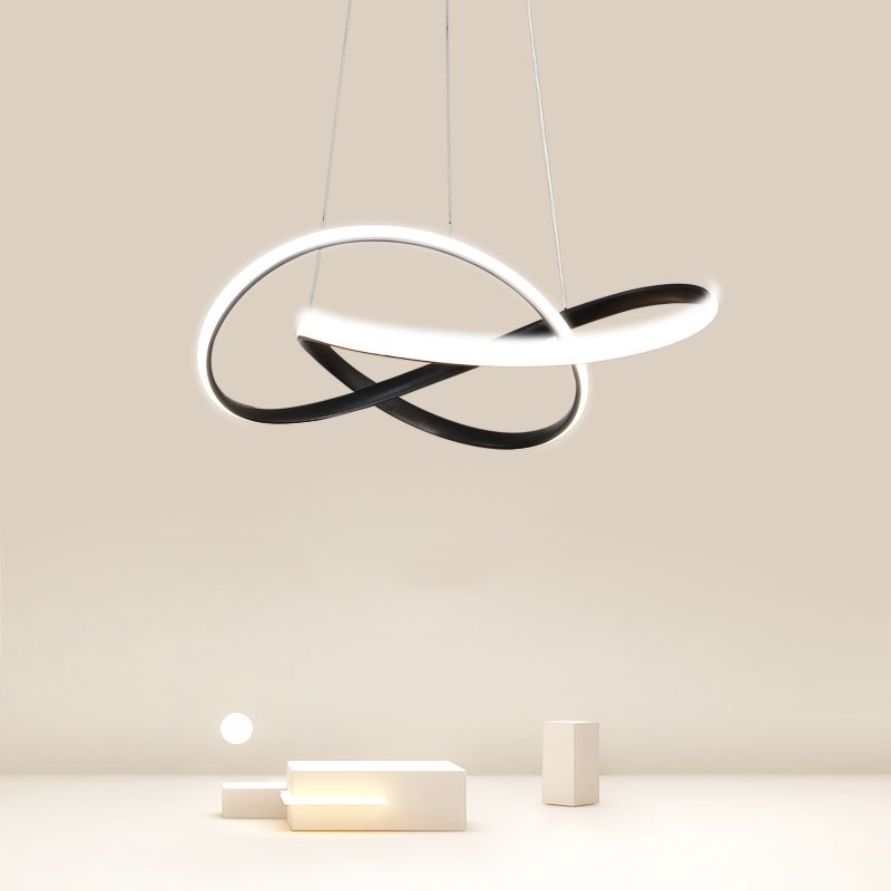 2 Color Optional Twisting Metal Pendant Lamp Simplicity LED Chandelier Light for Office