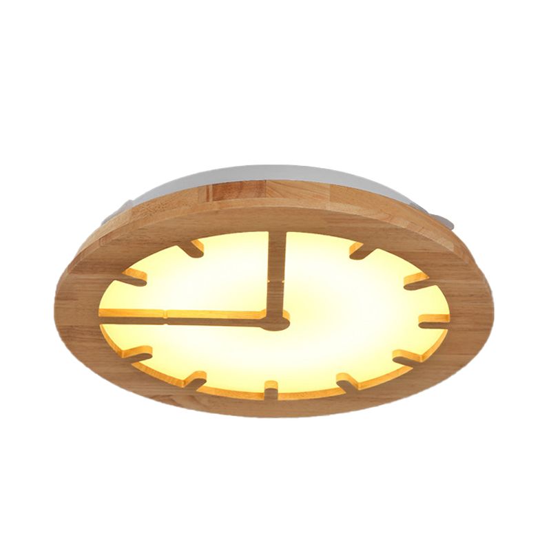 Plafonnier LED circulaire Beige en bois pour enfants, joli plafonnier pour chambre d'enfant