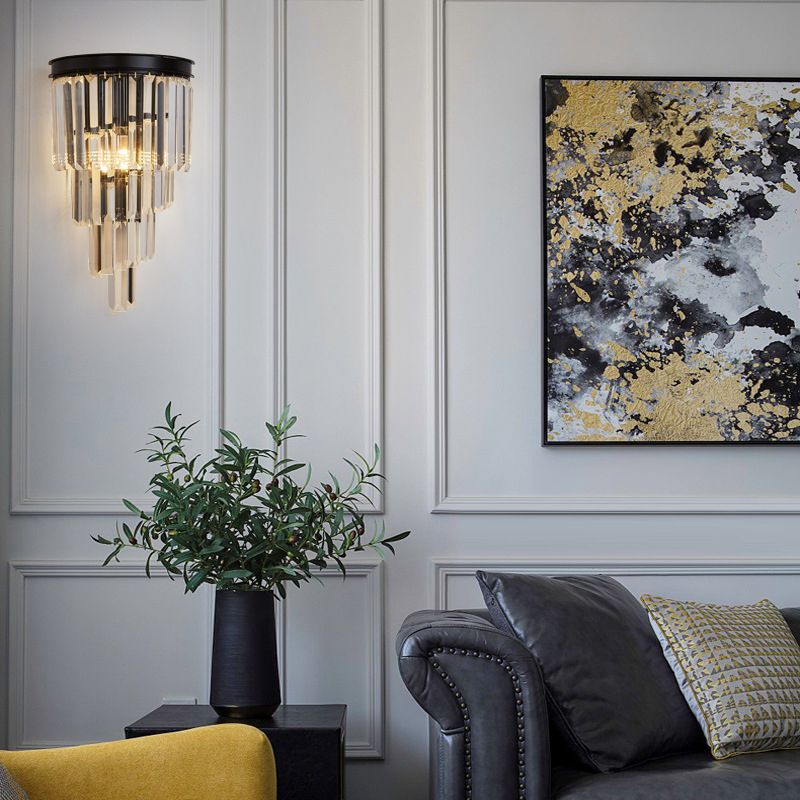 Moderne Stil abgestufte Wandleuchte klarer Kristall 1-Licht-Wandmontage Licht in Schwarz und Gold