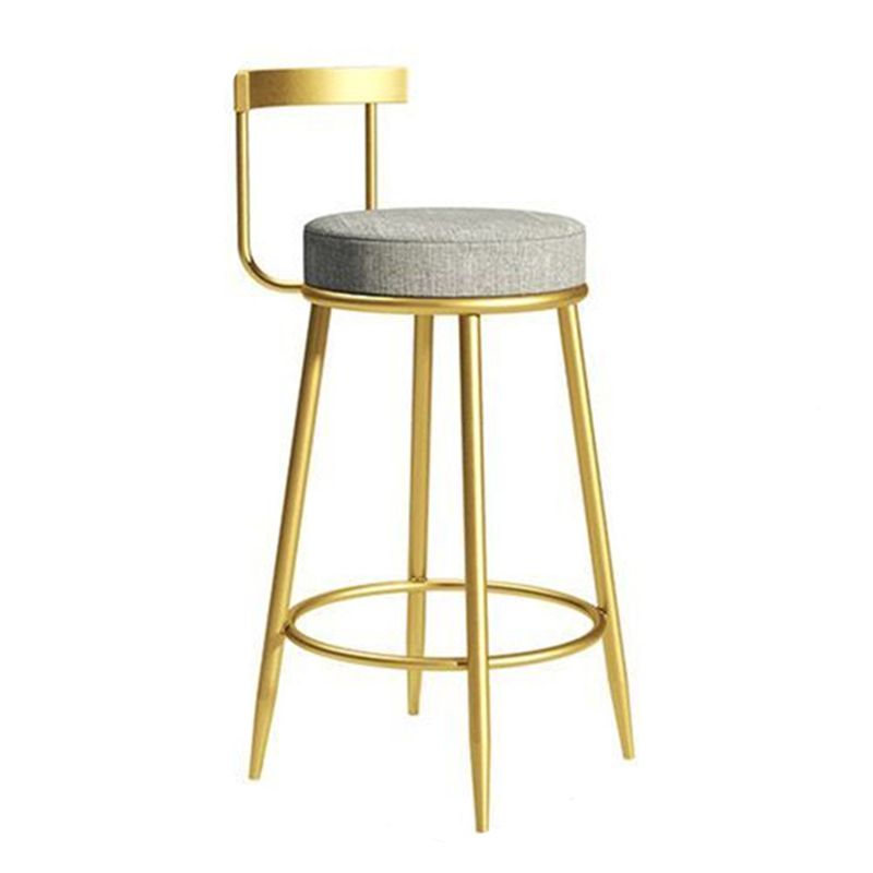 Glam Armless Backrest Counter Stoo Iron Bar Stool with Cushion and Pedal for Kitchen