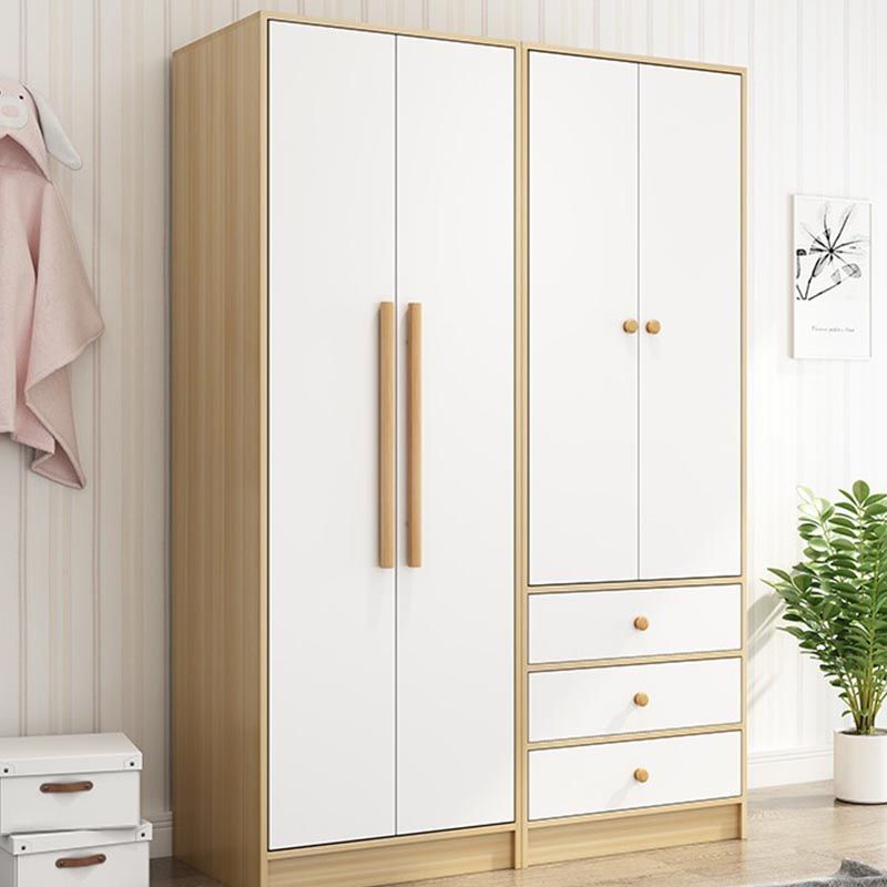 Modern Wooden Wardrobe White Colour Cloth Rod Included Wardrobe Closet for Home