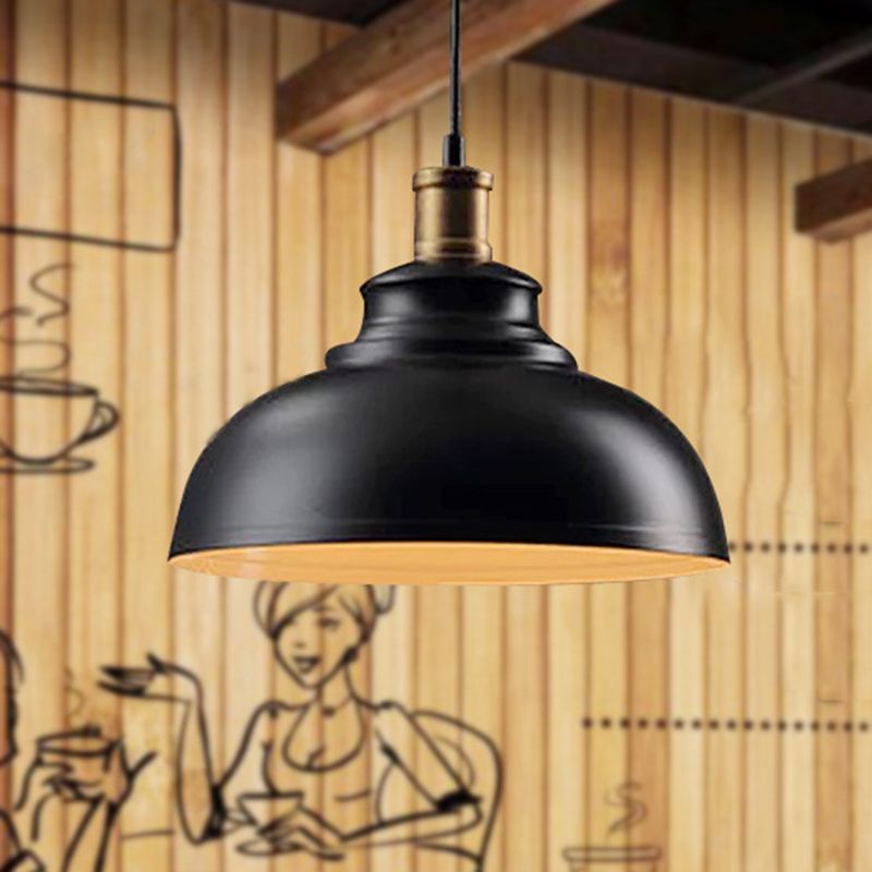 Single Ceiling Light Industrial Dome Shade Iron Hanging Pendant Light for Restaurant
