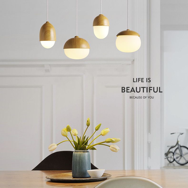 1 luces colgantes de forma especial ligera nueces creativas mini lámpara colgante en sombra de vidrio