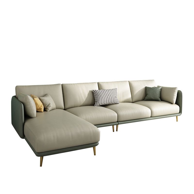 Green 4-seater Sectional Sofa Faux Leather L-shape Sectional