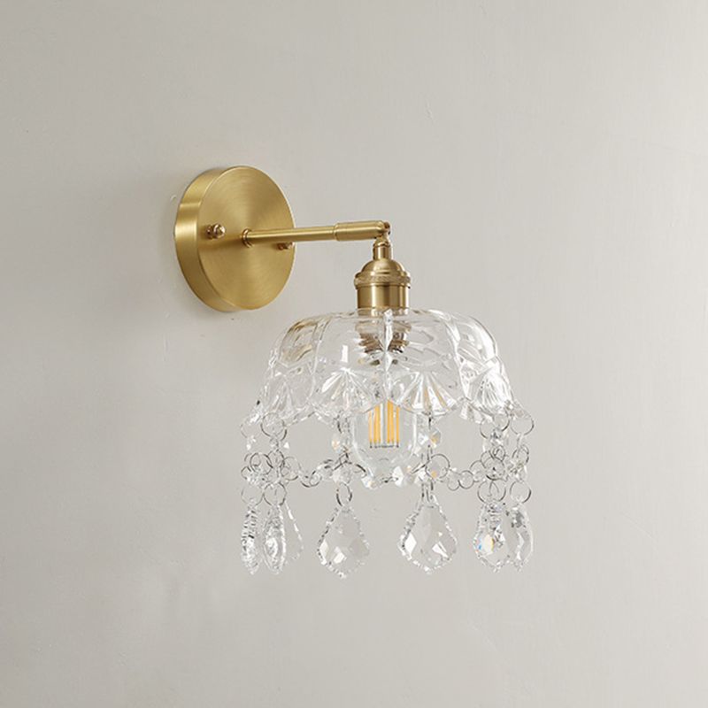 Idee per illuminazione da parete della decorazione della camera da letto moderno semplice con parete con parete in vetro semplice