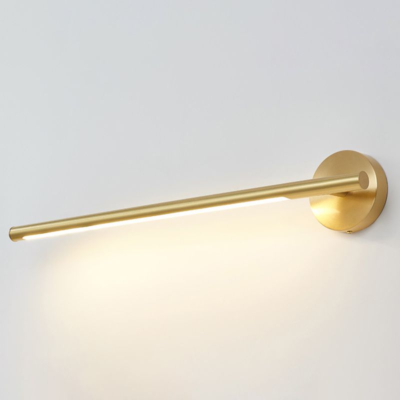 Modern Minimalist Style Linear Flush Mount Wall Sconce Copper Wall Mounted Vanity Lights in Gold Finish