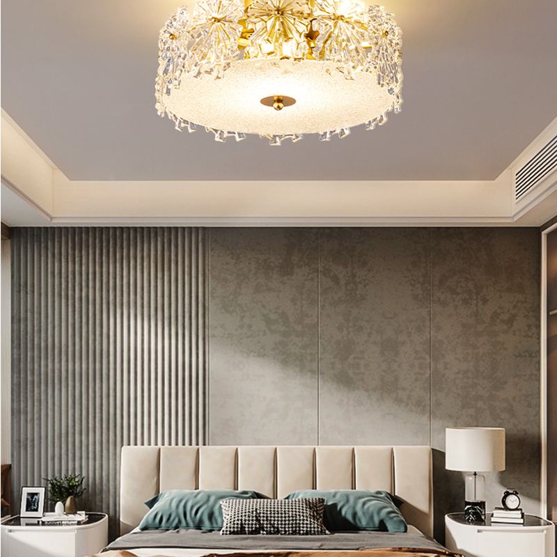 Plafonnier de forme ronde, montage encastré en fer de Style Simple et moderne avec abat-jour en verre pour allée et chambre à coucher