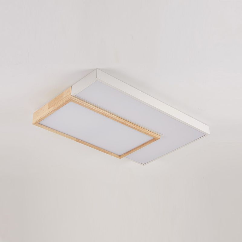 2 Lights Wooden Ceiling Mounted Light Contemporary Ceiling Light with Acrylic Shade