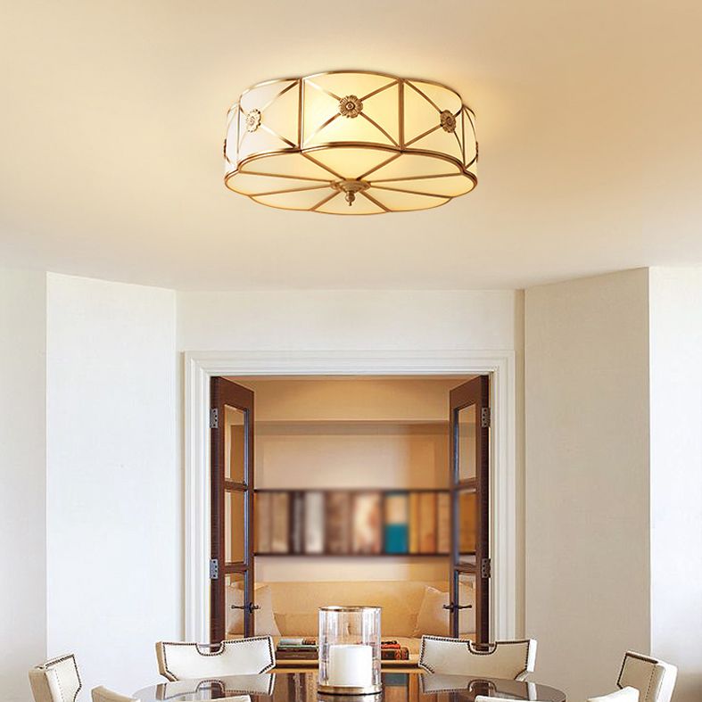 Soporte de montaje de descarga tradicional de montaje de descarga de luz de montaje con la sombra de vidrio de Clover en oro