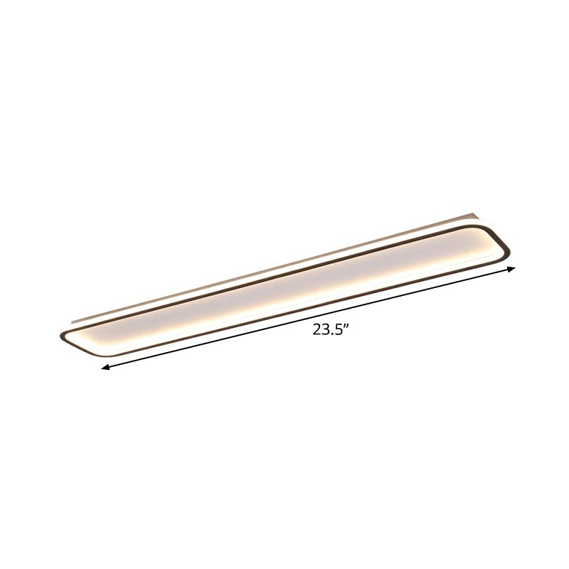 Lámpara de techo rectangular de acrílico, montaje empotrado LED negro minimalista en luz blanca/cálida, 16"/23,5"/31,5" de largo