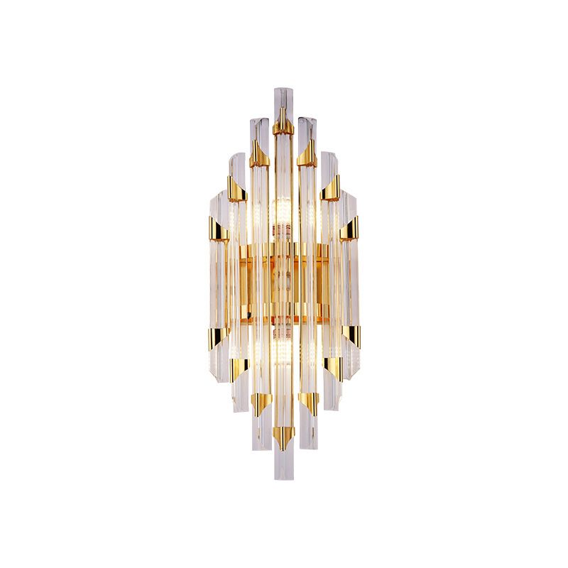 Geometric Shape Crystal Wall Mount Light Modern Style 2-Lights Wall Light Sconce in Gold