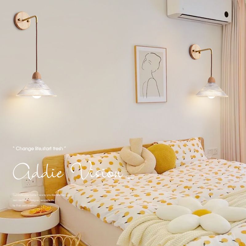 Modern Wooden Wall Mount Light 1-Light Wall Light for Living Room