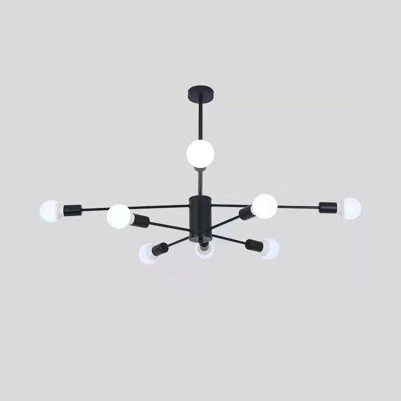 Modern Metal Bare Bulb Chandelier Light Fixtures Cafe Restaurant Hanging Chandelier