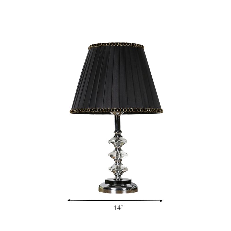 Tela cónica nocturna luz minimalismo 1 lámpara de mesa nocturna de dormitorio ligero en negro con cristal deco