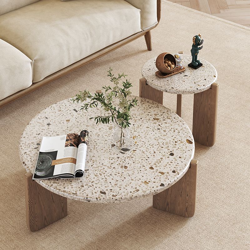 Contemporary Coffee Table 3 Legs Round Slate Coffee Cocktail Table