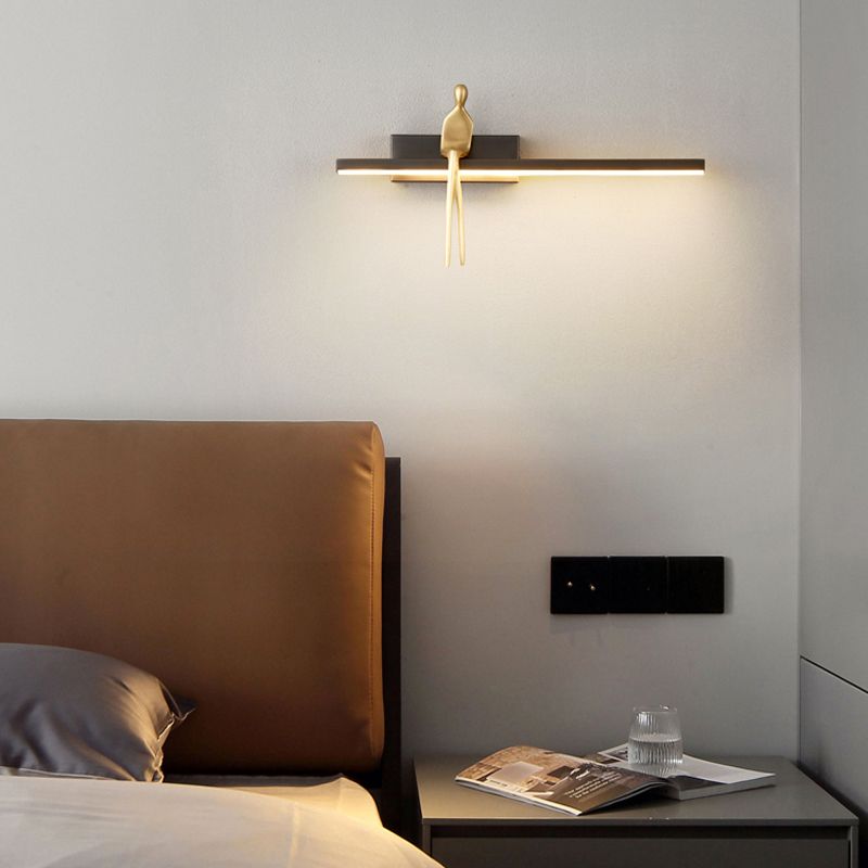 LED Modern Metal Wall Sconce Linear Shape Wall Light with Acrylic Shade for Bedroom