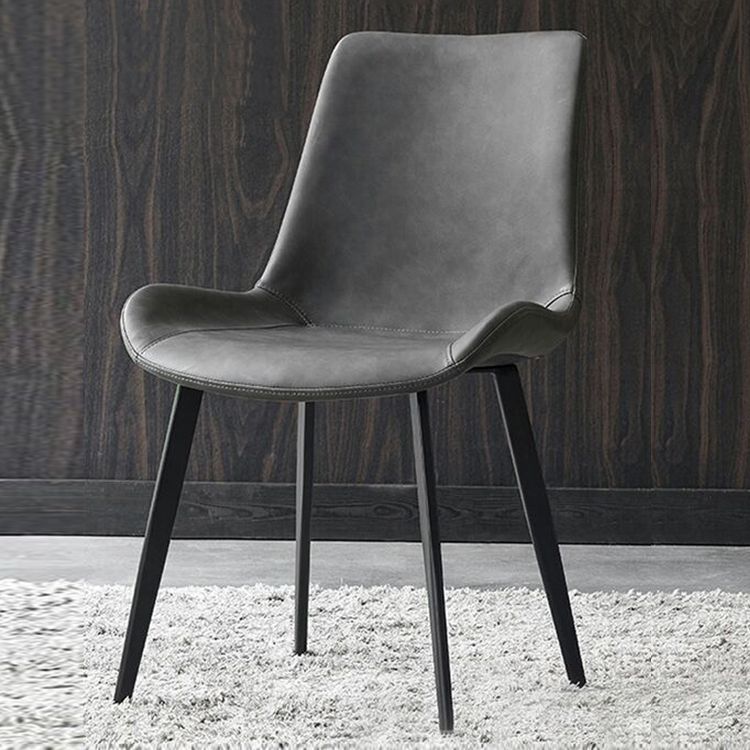 Silla auxiliar de cuero moderna para restaurante, silla de comedor con respaldo sólido (juego de 2)