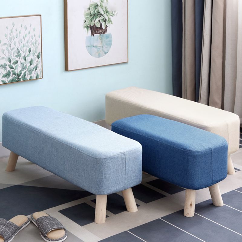 Pure Color Ottoman Linen Blend Rectangle Fade Resistant Standard Ottoman