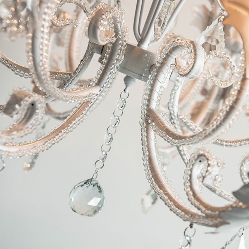 Nordic Style Metal Chandelier Light Candle Crystal Pendant Light for Living Room